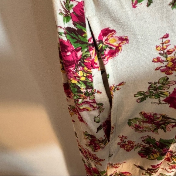 APRIL CORNELL Sz M Floral Pink Maxi Dress Jersey Knit Belted Unlined Scoop Neck - Picture 6 of 14